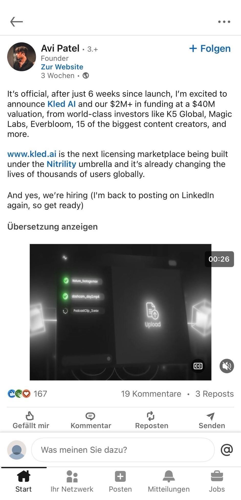 LinkedIn Profil Screenshot